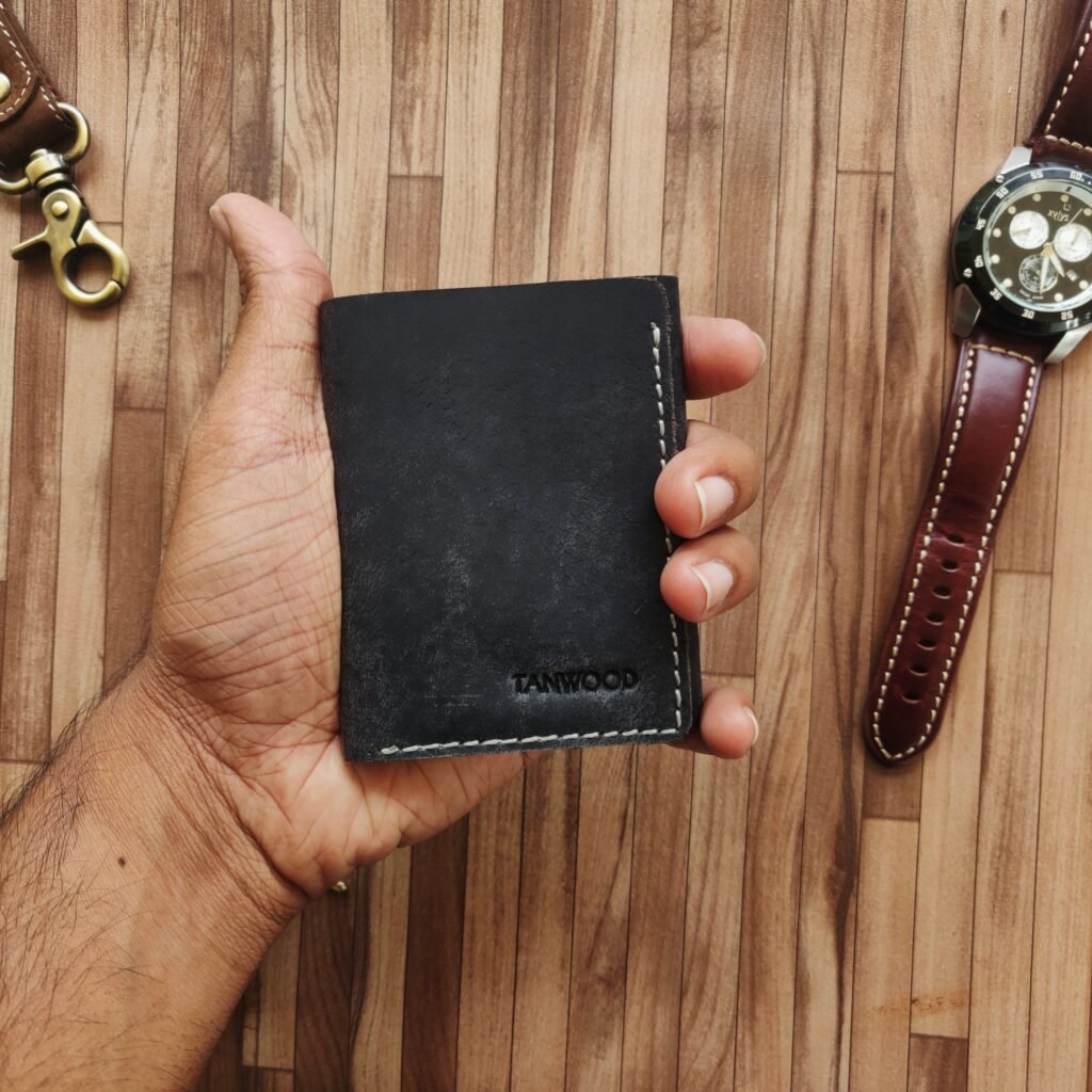 TANWOOD Pure Leather Handcrafted Slimmest Trifold Wallet Hunter