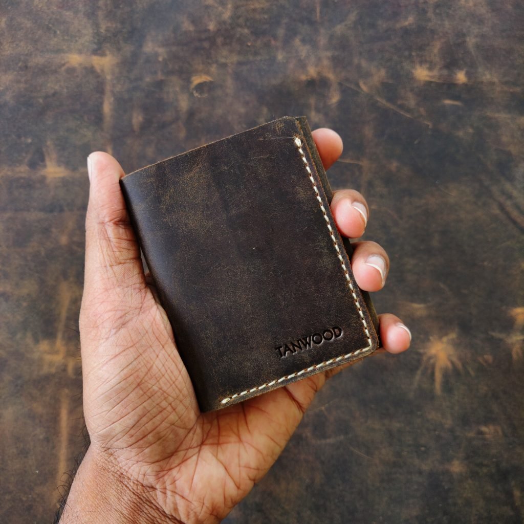 TANWOOD Pure Leather Handcrafted Slimmest Trifold Wallet Hunter